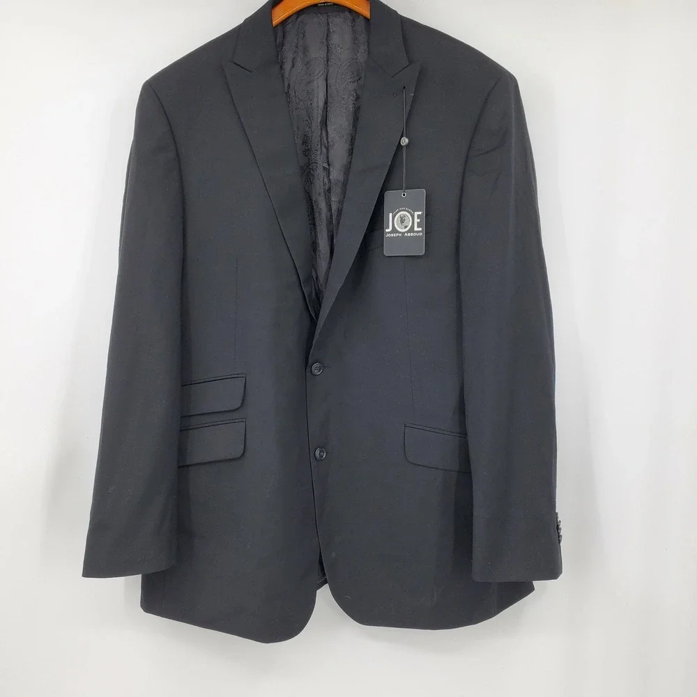 JOE Joseph Abboud Mens Black Wool Blend 2 Button Blazer Sport Coat Jacket Custom